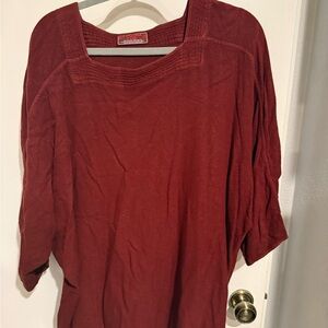 Relaxed Square-Neck Tunic Top in Wine Red